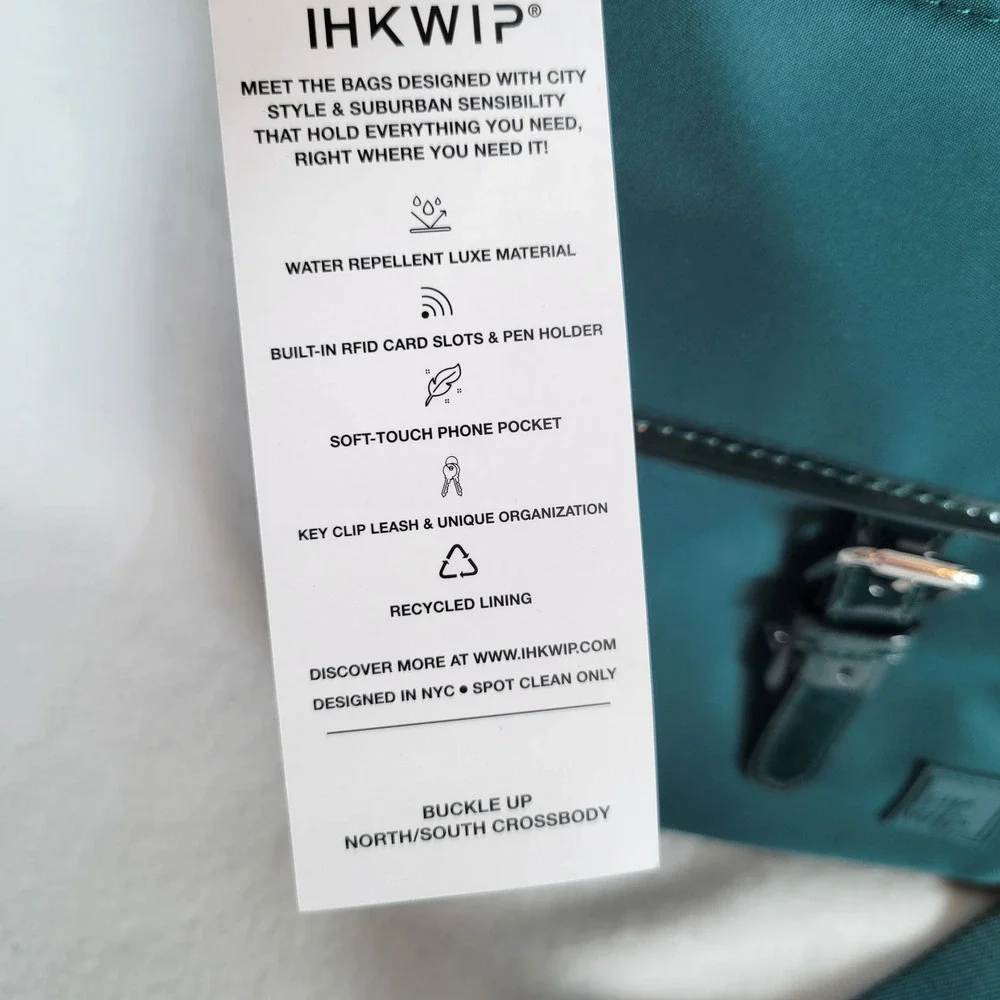 IHKWIP Womens Crossbody Buckle Up Travel Nylon Bag Medium Teal Green Outdoor